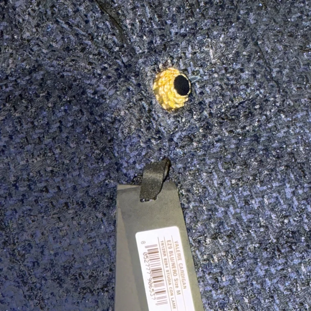 NWT Pinko Valerie stretch-knit cardigan navy blue/black with gold buttons size M - Picture 10 of 12